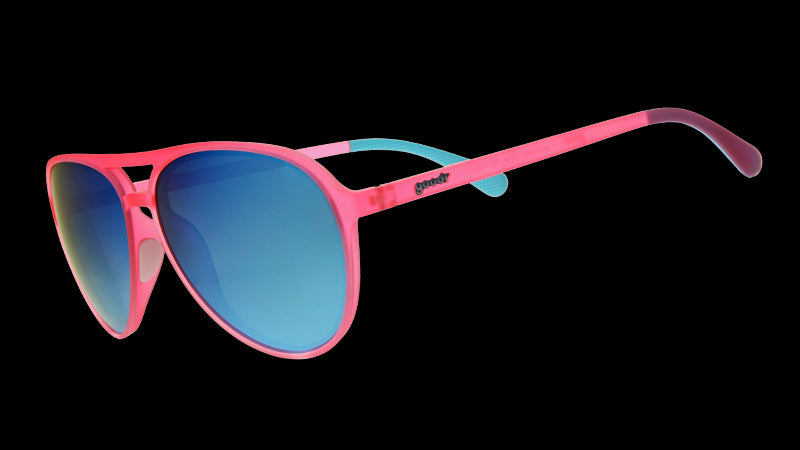 Carl is my Co Pilot | montura de aviador rosa con cristales azules | gafas de sol goodr MACH G
