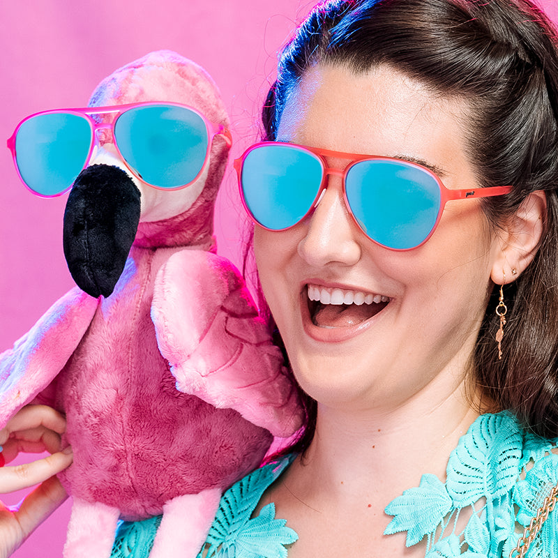 Carl is my Co Pilot | montura de aviador rosa con cristales azules | gafas de sol goodr MACH G