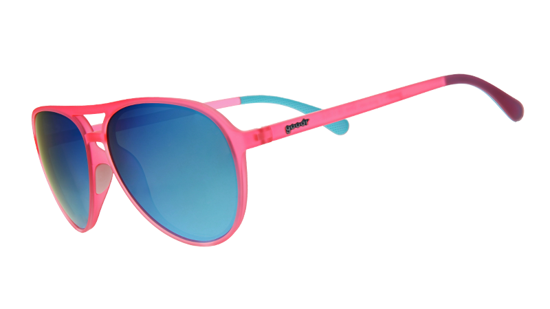 Carl is my Co Pilot | montura de aviador rosa con cristales azules | gafas de sol goodr MACH G